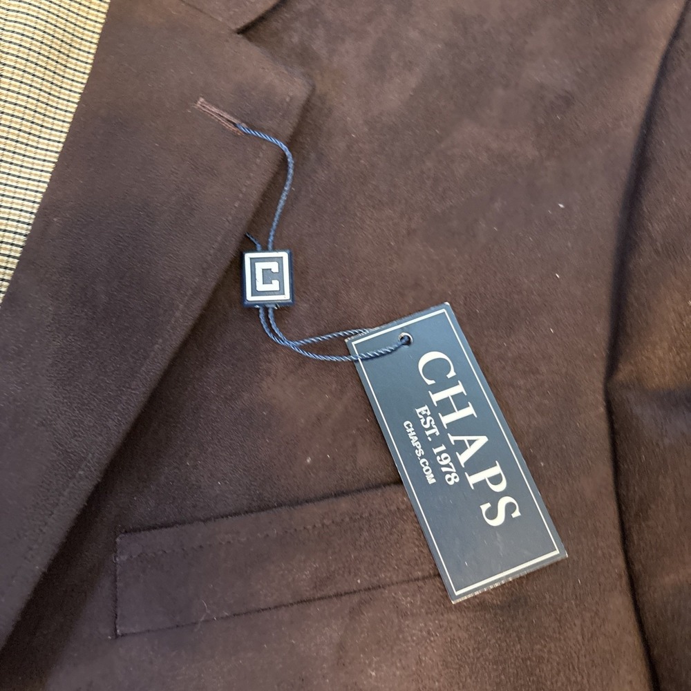 Chaps Ralph Lauren Blazer Mens 46L Brown Faux Suede Suit Jacket Sport Coat NEW - Picture 5 of 9